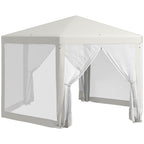 13' x 11' Hexagon Sun Shade Canopy with Protective Mesh Sidewalls, Ropes & Stakes, Cream