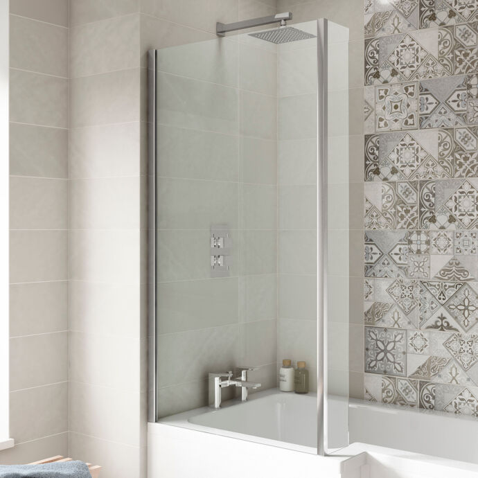 Elevation 6mm Glass L-Shaped Bath Screen - 1400mm x 815mm