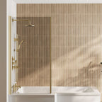 Prestige 6mm Glass L-Shaped Hinged Bath Screen with Fixed Return Panel - 1430mm x 795mm