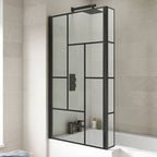 Aspen 6mm Glass Abstract Bath Screen - 1430mm x 795mm - Matt Black
