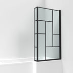 Aspen 6mm Glass Abstract Bath Screen - 1430mm x 795mm - Matt Black
