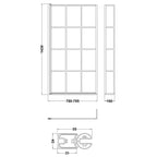 Willow Square 6mm Glass Framed Bath Screen with Fixed Return Panel - 1430mm x 795mm - Matt Black