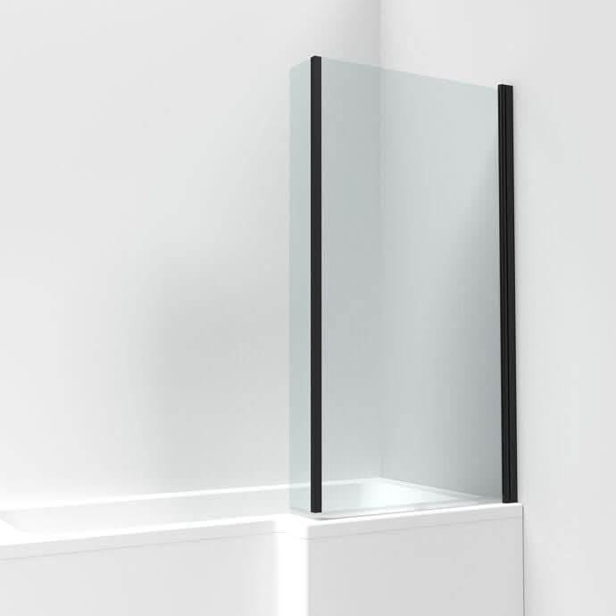 Prestige 6mm Glass L-Shaped Hinged Bath Screen with Fixed Return Panel - 1430mm x 795mm