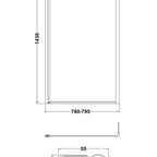 Prestige 6mm Glass L-Shaped Hinged Bath Screen with Fixed Return Panel - 1430mm x 795mm