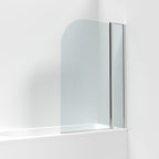 Opulence 6mm Glass Curved Top Bath Screen with Fixed Return Panel - 1430mm x 998mm - Chrome