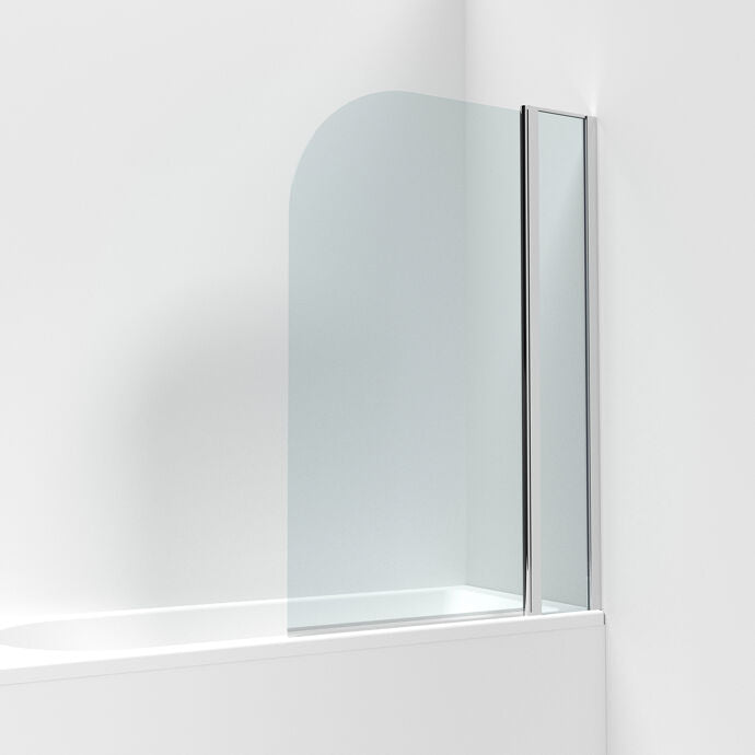 Opulence 6mm Glass Curved Top Bath Screen with Fixed Return Panel - 1430mm x 998mm - Chrome
