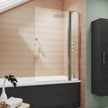 Elite 6mm Square Glass Bath Screen with Fixed Return Panel - 1433mm x 998mm - Chrome