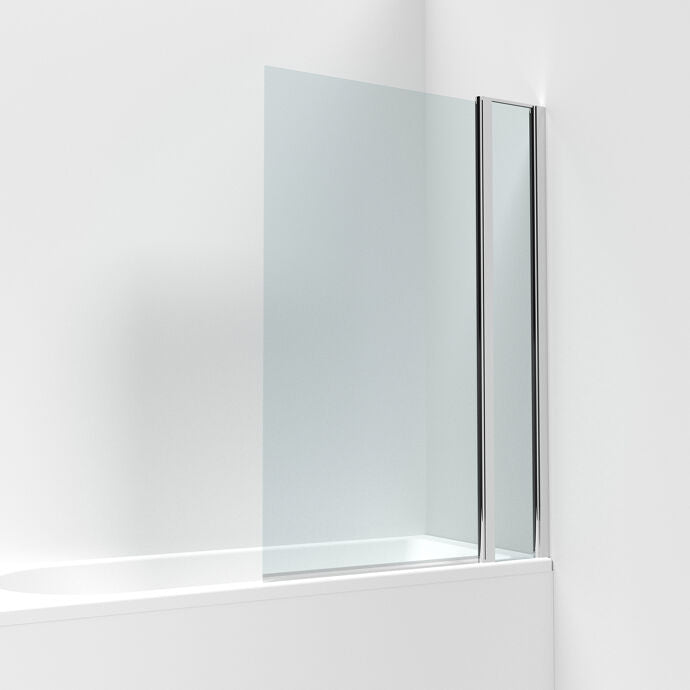 Elite 6mm Square Glass Bath Screen with Fixed Return Panel - 1433mm x 998mm - Chrome