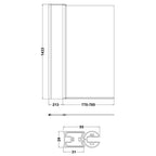 Elite 6mm Square Glass Bath Screen with Fixed Return Panel - 1433mm x 998mm - Chrome