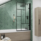 Rexa 8mm Glass Contemporary Abstract Bath Screen - 1520mm x 830mm - Matt Black