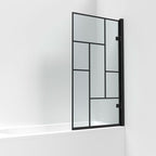 Rexa 8mm Glass Contemporary Abstract Bath Screen - 1520mm x 830mm - Matt Black