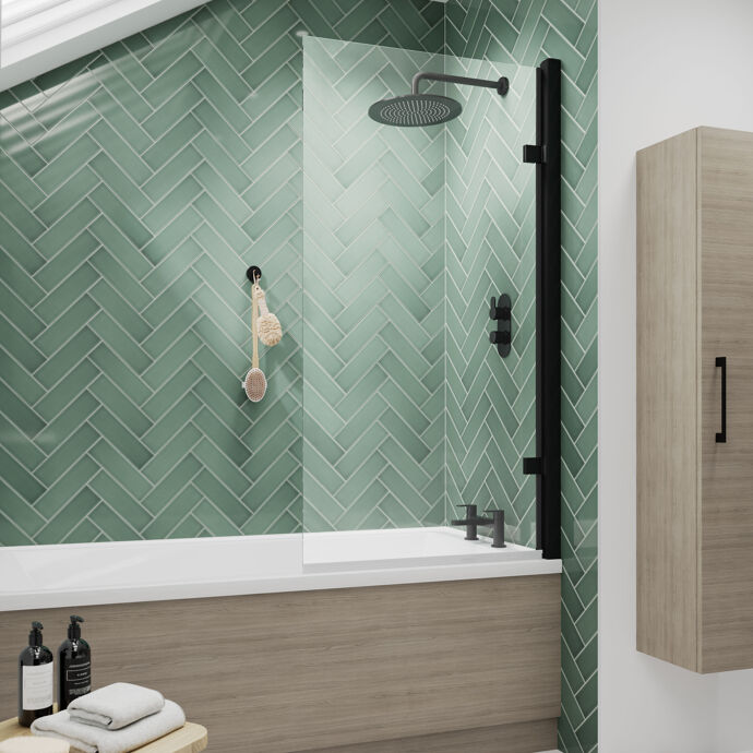 Nova 8mm Glass Square Hinged Bath Screen - 1520mm x 830mm