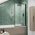 Sierra 6mm Glass Outer Framed Bath Screen - 1430mm x 790mm - Matt Black