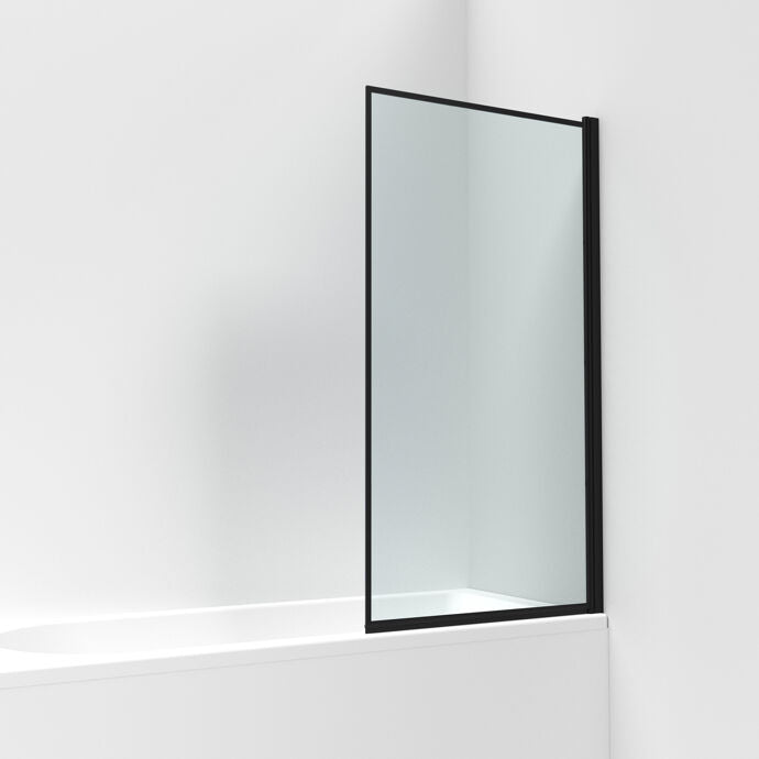 Sierra 6mm Glass Outer Framed Bath Screen - 1430mm x 790mm - Matt Black