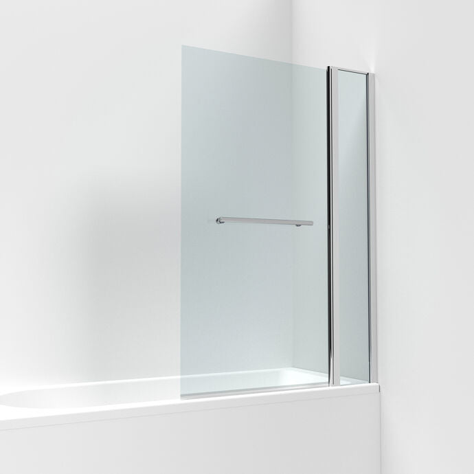 Select 6mm Glass Square Bath Screen with Fixed Return Panel and Towel Rail - 1433mm x 998mm - Chrome