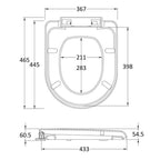 Nio D-Shape Soft Close Toilet Seat with Top Fix Hinges - White