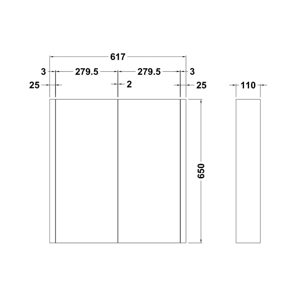Pebble Non Illuminated Mirror Cabinet - Gloss White
