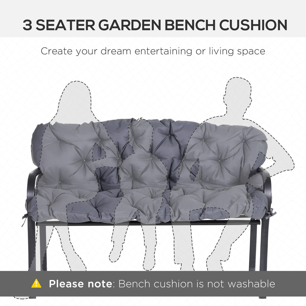 59"x38" Tufted Bench Cushion for Outdoor 3-Seater Furniture, Dark Gray
