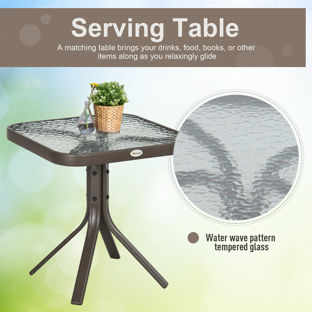 3 Piece Outdoor Glider Chair with Coffee Table Bistro Set, Mixed Brown