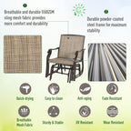 3 Piece Outdoor Glider Chair with Coffee Table Bistro Set, Mixed Brown