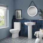 Clinton Short Projection Close Coupled Toilet with Push Button Cistern & Seat - White