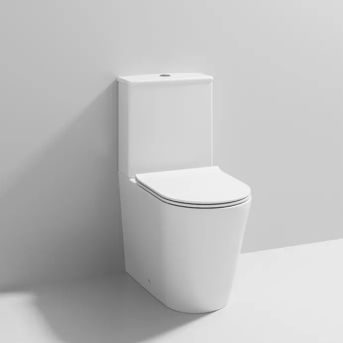 Creo Flush To Wall Close Coupled Toilet with Soft Close Seat & Cistern - White