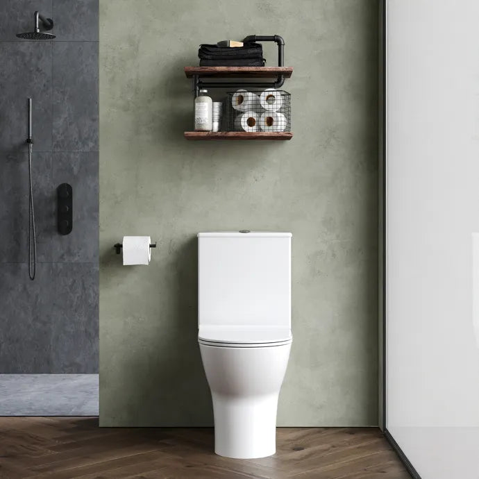 Sigma Flush To Wall Close Coupled Toilet with Soft Close Seat & Cistern - White