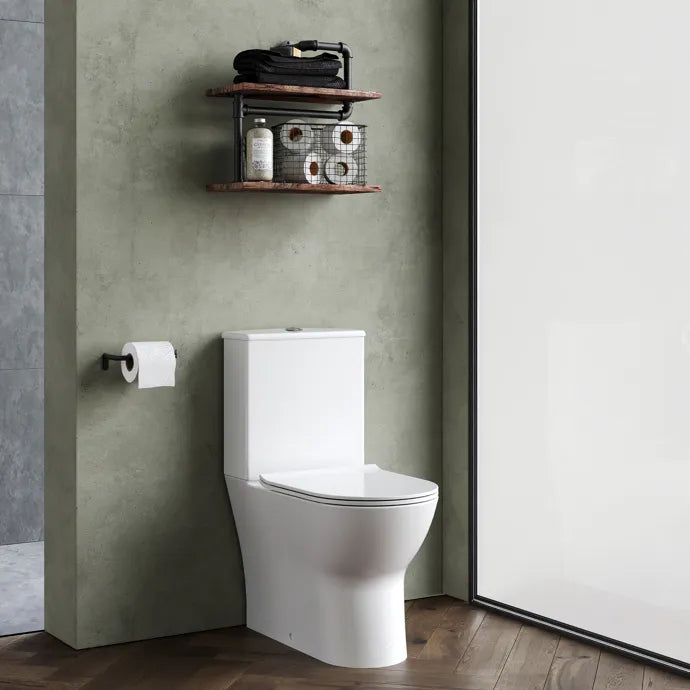 Sigma Flush To Wall Close Coupled Toilet with Soft Close Seat & Cistern - White