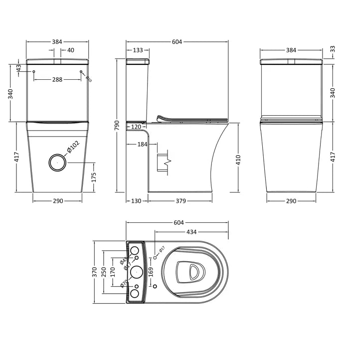 Sigma Flush To Wall Close Coupled Toilet with Soft Close Seat & Cistern - White