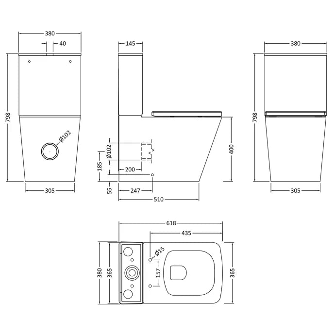 Muse Close Coupled Toilet with Soft Close Seat & Cistern - White
