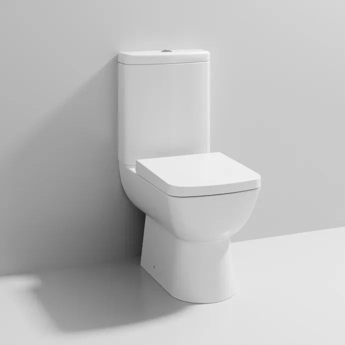 Line Close Coupled Toilet with Push Button Cistern & Seat - White