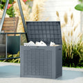 Outsunny 93L Plastic Garden Storage Box, Outdoor Storage Box with Handles, Waterproof Outdoor Storage Container, Light Grey - Wise Galleria Storage Cabinets