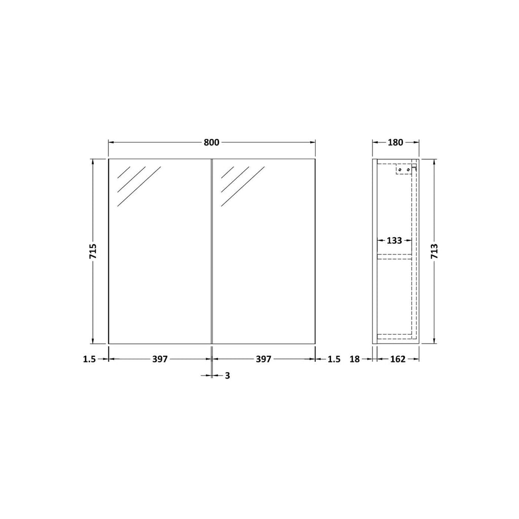 Linen Non Illuminated Mirror Cabinet