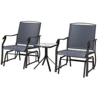 3 Piece Outdoor Glider Chair with Coffee Table Bistro Set, Gray