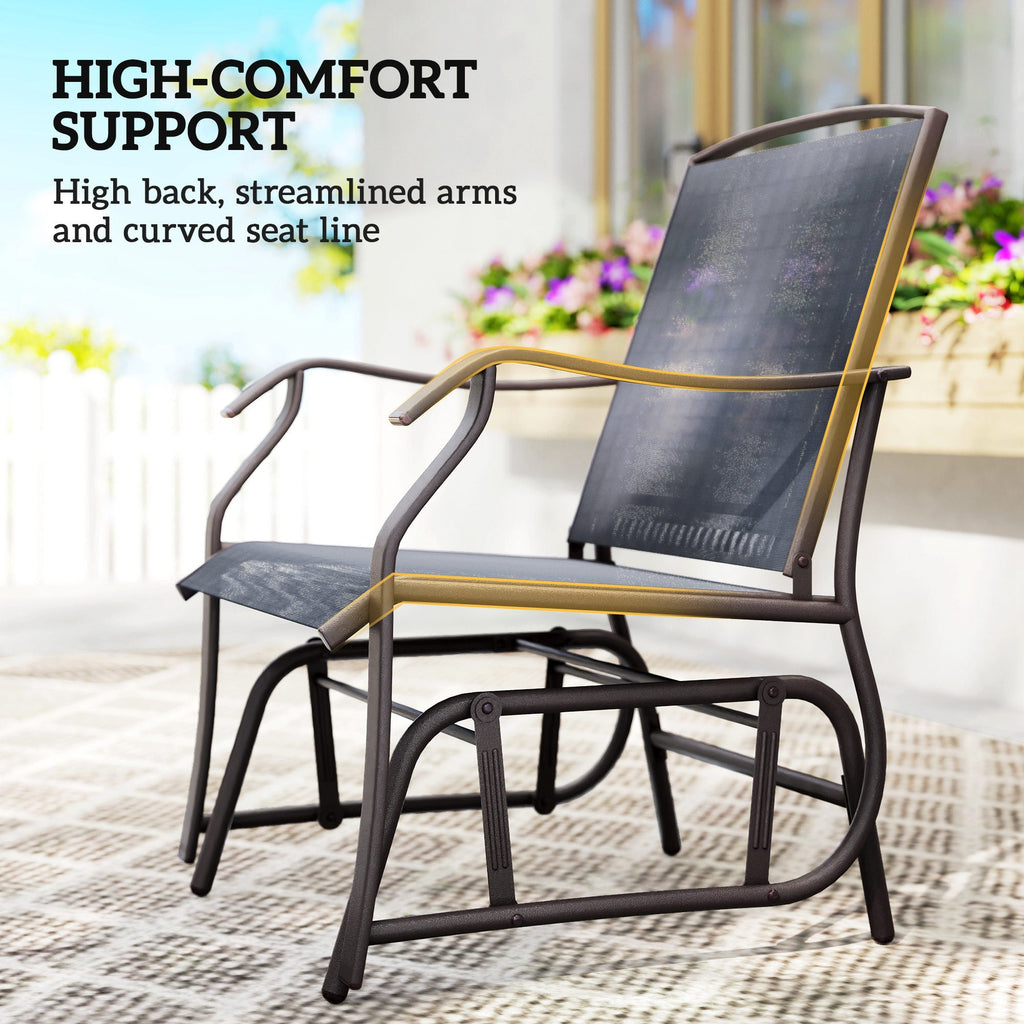 3 Piece Outdoor Glider Chair with Coffee Table Bistro Set, Gray