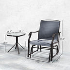 3 Piece Outdoor Glider Chair with Coffee Table Bistro Set, Gray