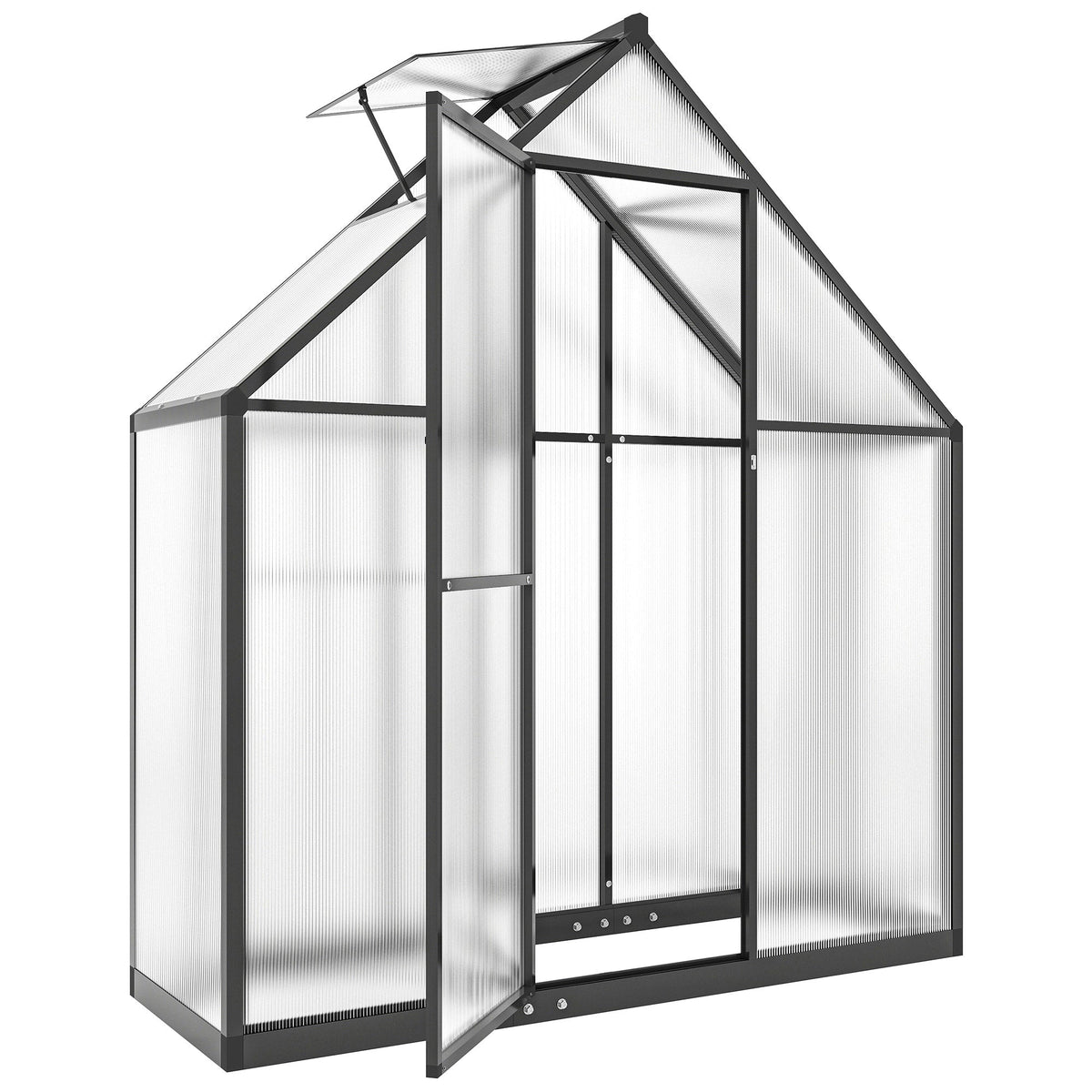 5.5 x 6.5ft Polycarbonate Greenhouse with Swing Door & Window, Black