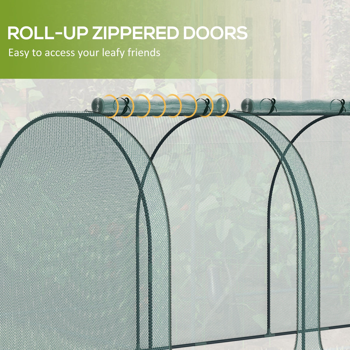 9' x 4' Crop Cage with 3 Zippered Doors & Stakes, Green