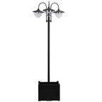 74.5" 3-Head Solar Street Light Post with Planter, Auto-On, 6Hr, Black
