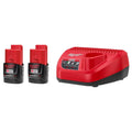 Open Box -  M12 12V Lithium-Ion Compact 2.0 Ah Battery Pack (2-Pack) Starter Kit with Charger MilwaukeeBullseye Deals