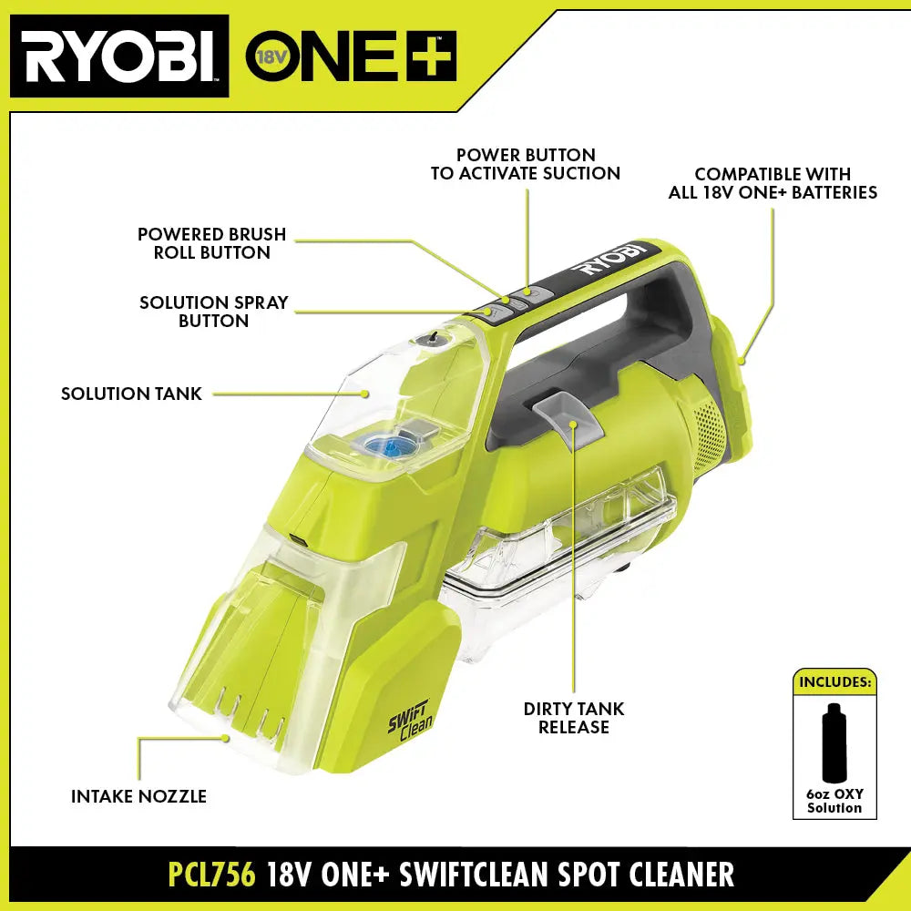 Open Box -  RYOBI 18V ONE+ Cordless SWIFTClean Spot Cleaner (Tool-Only)