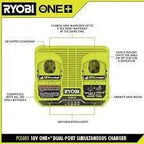 Open Box -  RYOBI 18V ONE+ Dual Port 4-Amp Parallel Charger (Tool-Only)