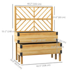 2-Tier Raised Garden Bed with Trellis & Metal Corners, Natural Wood