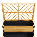 2-Tier Raised Garden Bed with Trellis & Metal Corners, Natural Wood
