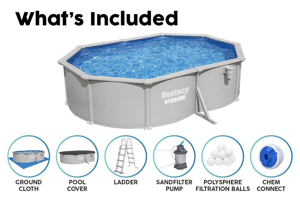 16.5ft x 48in Oval Hydrium Steel Above Ground Pool Set