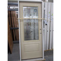 Surplus 3/4 Lite Fiberglass Textured Mahogany with Decorative Glass