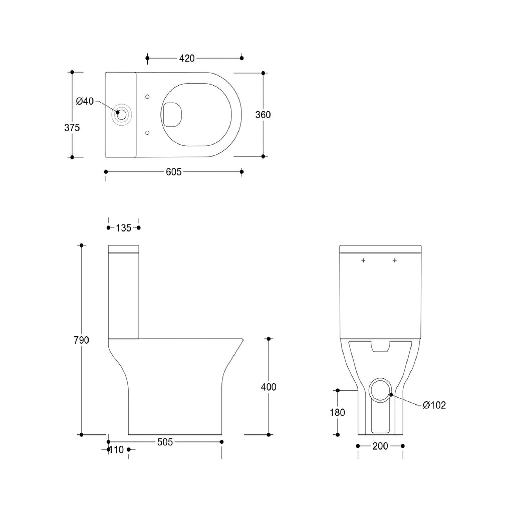 Palma Close Coupled Toilet with Cistern & Soft Close Seat - White