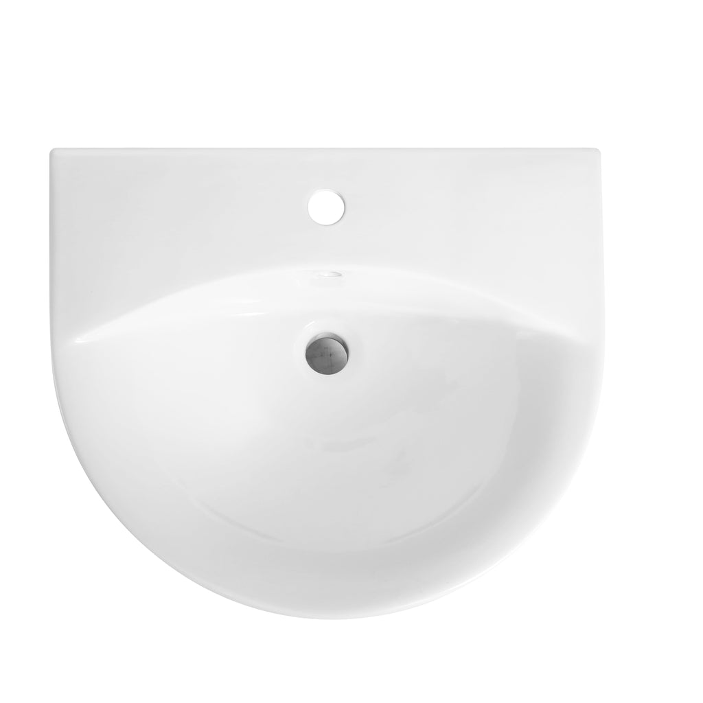 Palma Round Basin with Full Pedestal - 1 TH - White