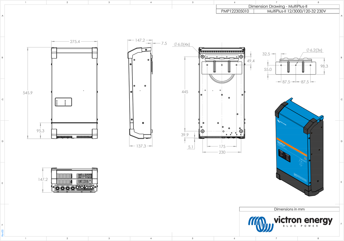Victron MultiPlus 12/3000VA/120-32 230V Inverter/Charger, PMP122305010