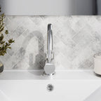 Meander Tec Side Action Mono Basin Mixer Tap with Push Button Waste - Chrome